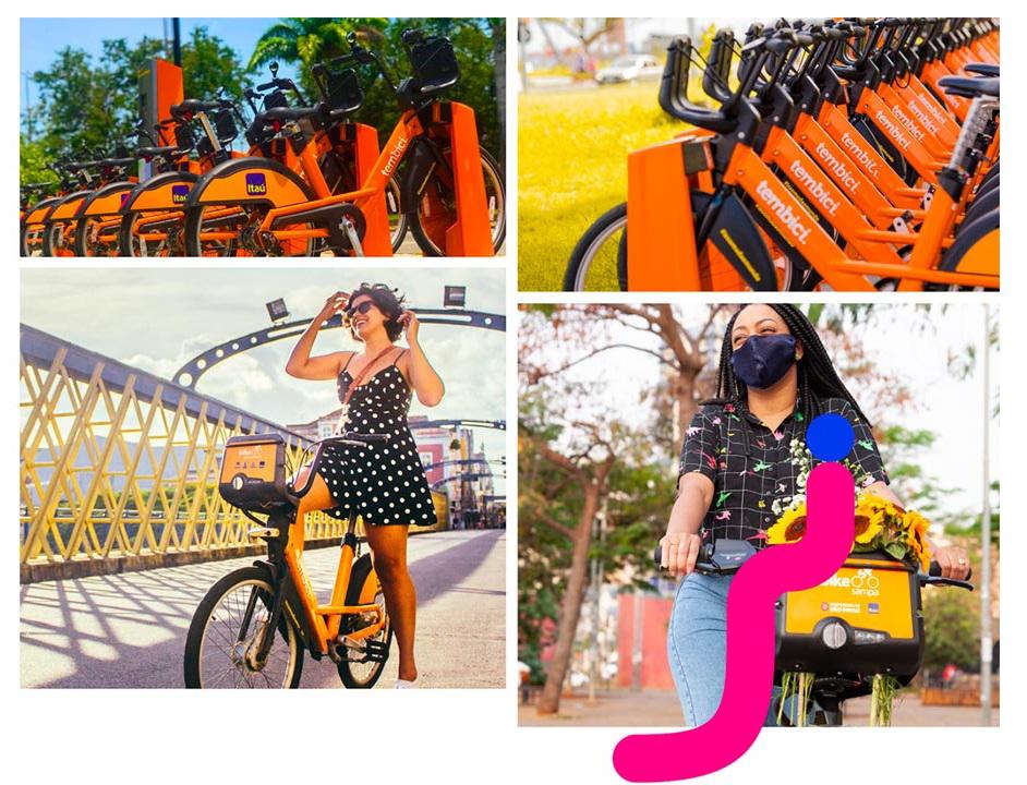 Bicicletas compartilhadas da Tembici devem ser retiradas e devolvidas em estações. (Fonte: Tembici/Divulgação)