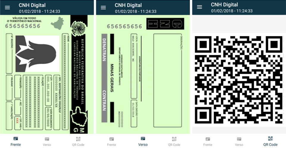 CNH digital contém QR Code para validação.  (Fonte: DetranMG/Divulgação)